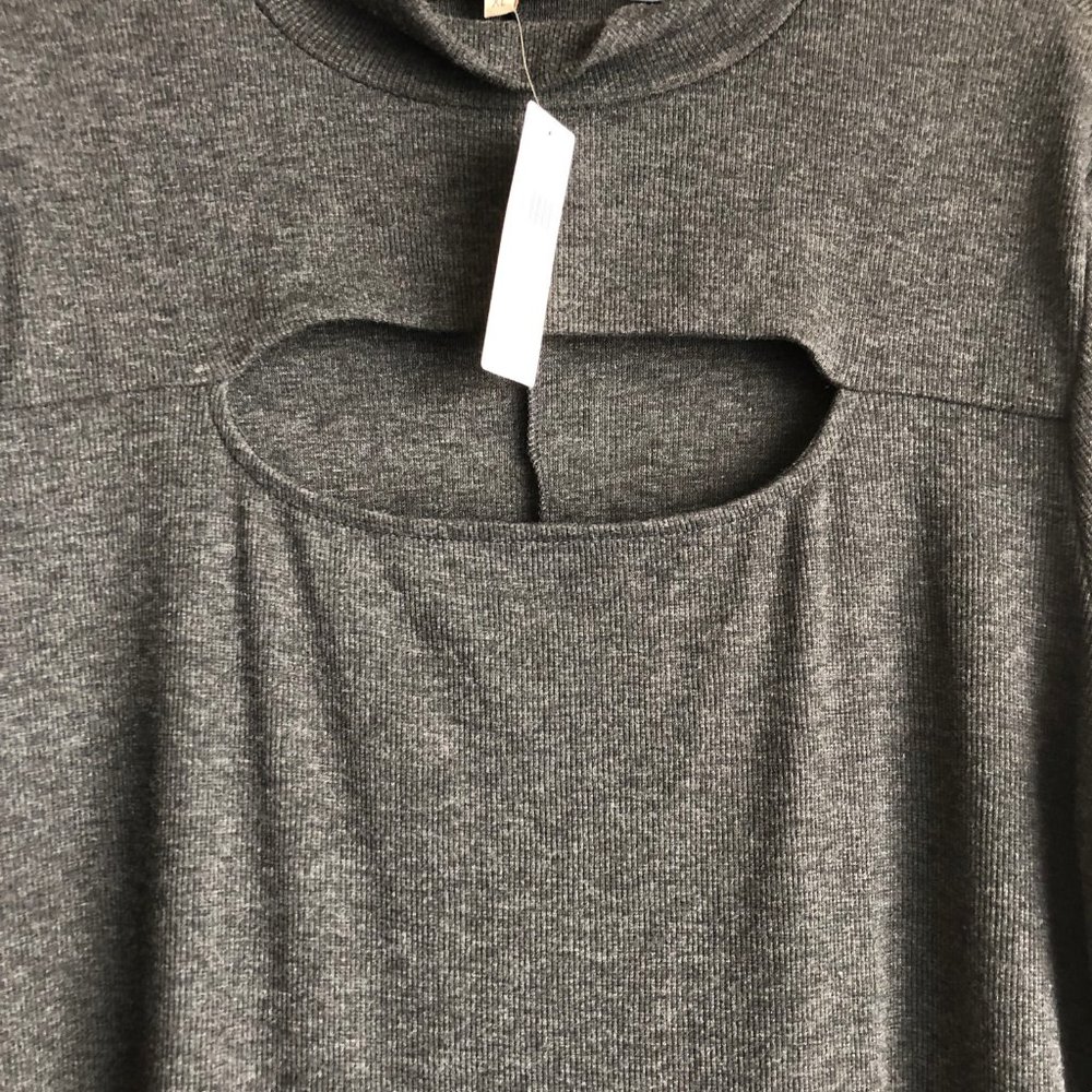 NWT Anthropologie Bordeaux Womens Sweater Dress XL Gray Mock Neck Maxi Stretch - Picture 9 of 10